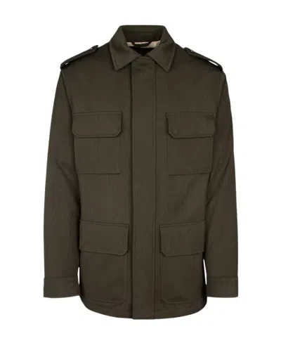 Loro Piana Lapel Long-sleeved Coat In Green