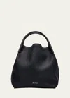 Loro Piana Large Bale Fine-grain Leather Bag In Blue Navy/antq Sl