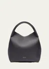 Loro Piana Large Bale Fine-grain Leather Bag In Navy Blue