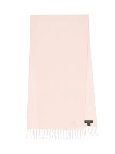 Loro Piana Large Logo Cashmere Scarf In Pink