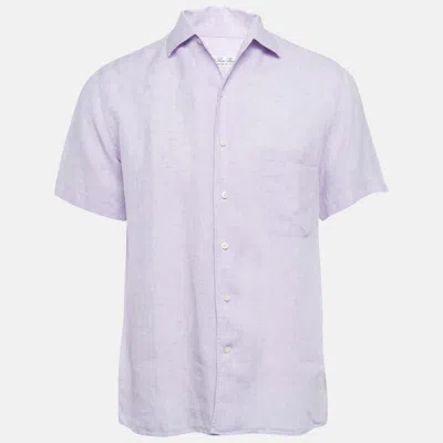 Pre-owned Loro Piana Lavender Linen Short Sleeve Shirt S In Purple
