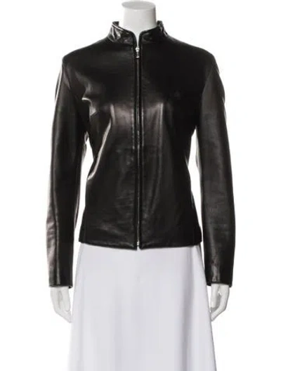Pre-owned Loro Piana Leather Biker Jacket In Brown