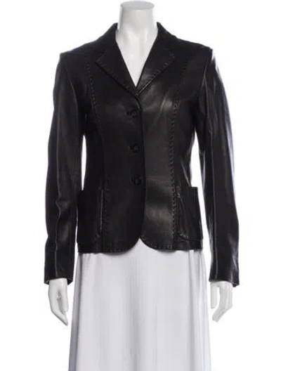 Pre-owned Loro Piana Leather Blazer In Black