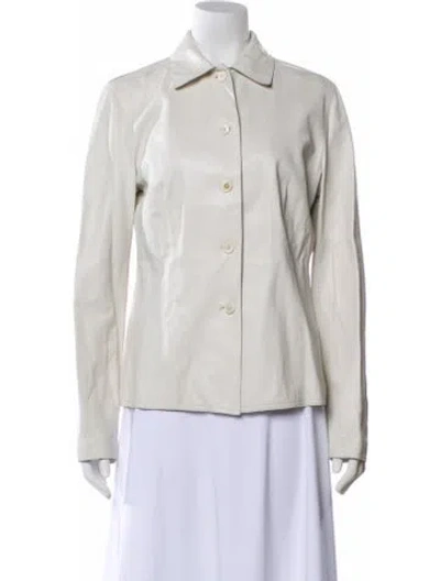 Pre-owned Loro Piana Leather Blazer In White