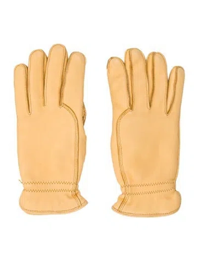 Pre-owned Loro Piana Leather Cashmere Gloves In Yellow