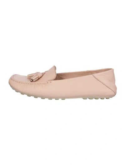 Pre-owned Loro Piana Leather Chain-link Accents Loafers In Pink