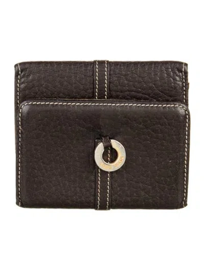 Pre-owned Loro Piana Leather Compact Wallet In Brown