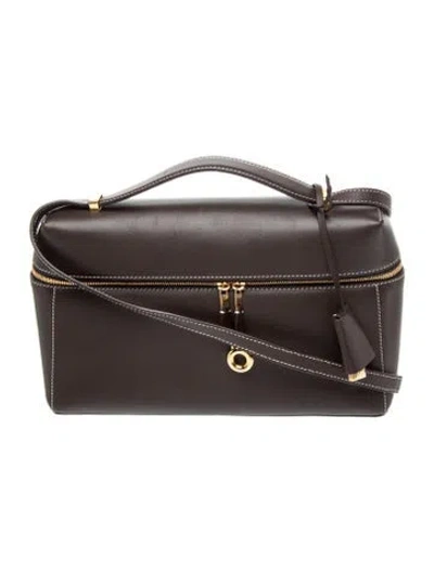 Pre-owned Loro Piana Leather Extra Bag 27 In Brown