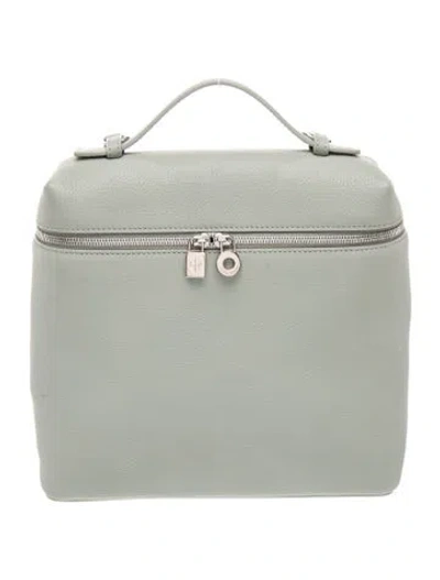 Pre-owned Loro Piana Leather Extra Pocket Backpack L23.5 In Green