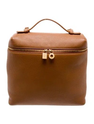 Pre-owned Loro Piana Leather Extra Pocket Backpack L23.5 Medium In Brown