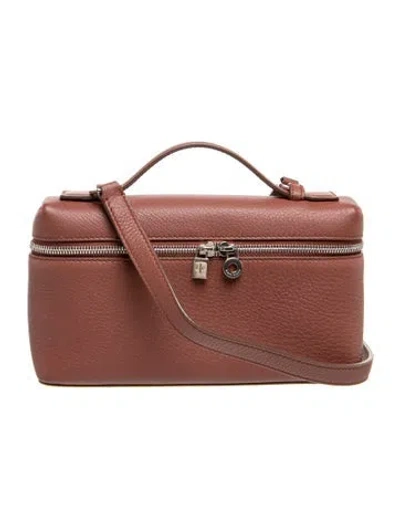Pre-owned Loro Piana Leather Extra Pocket L19 Pouch In Brown
