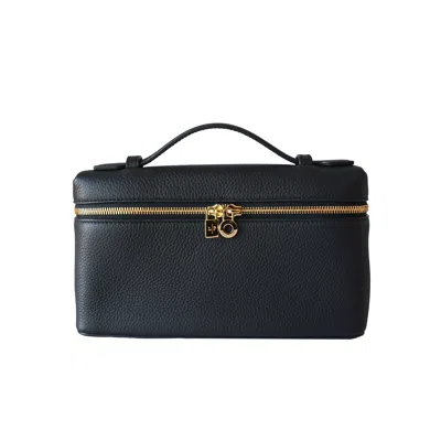 Loro Piana Leather Extra Pocket L19 Pouch Navy Blue
