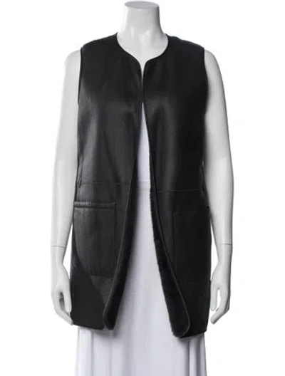 Pre-owned Loro Piana Leather Fur Jacket In Black