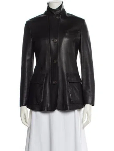 Pre-owned Loro Piana Leather Fur Jacket In Green