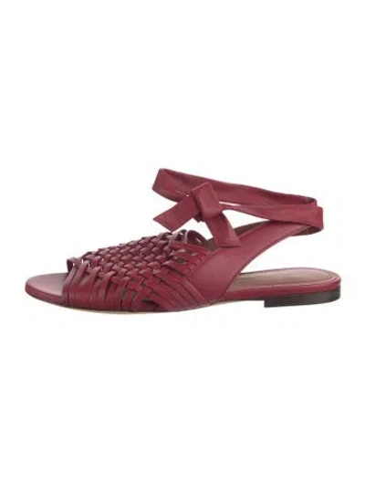 Pre-owned Loro Piana Leather Gladiator Sandals In Burgundy