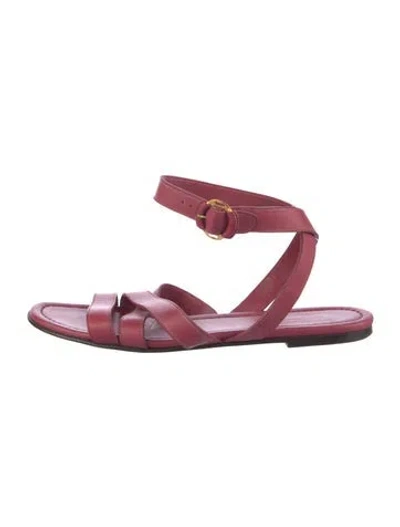 Pre-owned Loro Piana Leather Gladiator Sandals In Red