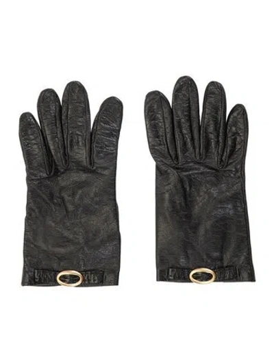 Pre-owned Loro Piana Leather Gloves In Black