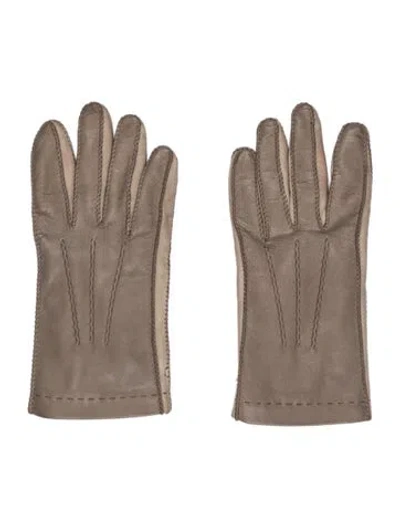 Pre-owned Loro Piana Leather Gloves In Neutrals/red
