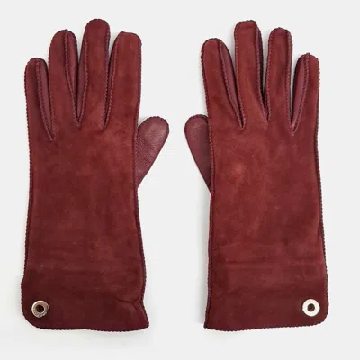 Pre-owned Loro Piana Leather Gloves In Red