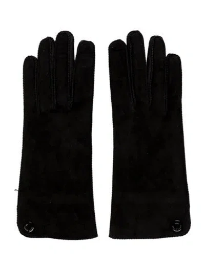 Pre-owned Loro Piana Leather Gloves W/tags In Black