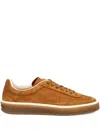 Loro Piana Leather Lace-up Sneakers In Brown