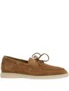 Loro Piana Sea-sail Walk Leather-trimmed Suede Boat Shoes In Brown