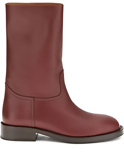 LORO PIANA LEATHER MID-CALF BOOTS