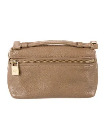 Pre-owned Loro Piana Leather Mini Cosmetic Bag In Brown