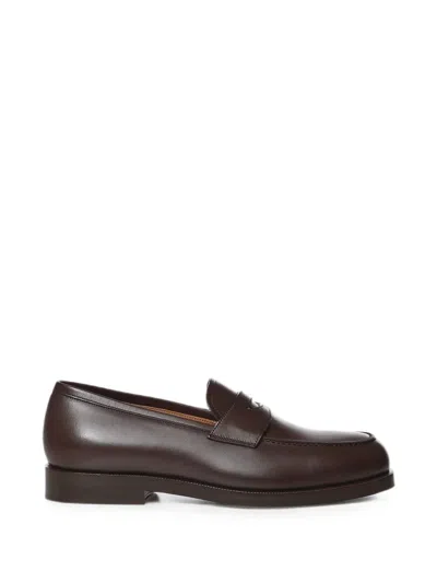 Loro Piana Leather Penny Loafers In Brown
