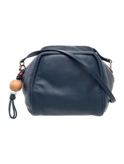 Pre-owned Loro Piana Leather Puffy Pouch In Blue