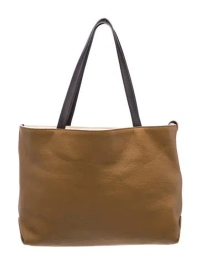 Pre-owned Loro Piana Leather Reversible Tote In Neutral
