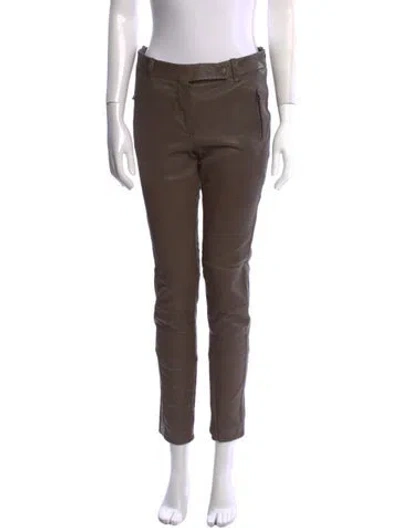 Pre-owned Loro Piana Leather Skinny Leg Pants In Brown