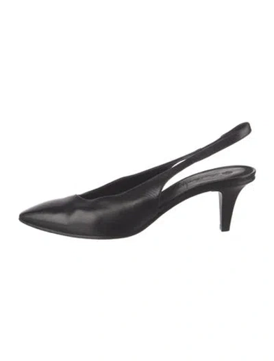Pre-owned Loro Piana Leather Slingback Pumps In Black