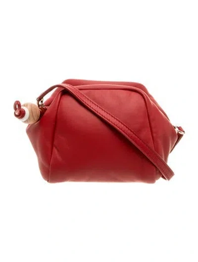Pre-owned Loro Piana Leather Small Puffy Pouch In Red