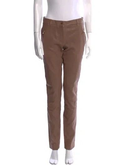 Pre-owned Loro Piana Leather Straight Leg Pants In Brown