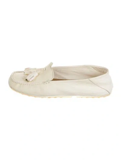 Pre-owned Loro Piana Leather Tassel Accents Loafers In Neutral
