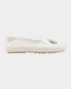 Loro Piana Leather Tassel Moccasin Driver Loafers In White