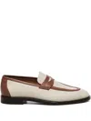 Loro Piana Leather-trimmed Canvas Loafers In Neutral