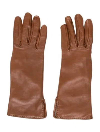 Pre-owned Loro Piana Leather Winter Gloves In Neutrals