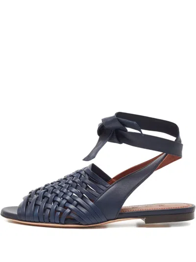 Pre-owned Loro Piana Leather Woven Sandals