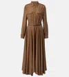 Loro Piana Lela Asymmetrical Silk Shirt Dress In Brown