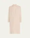 Loro Piana Lela Shantung Nep Midi Shirtdress With Belt