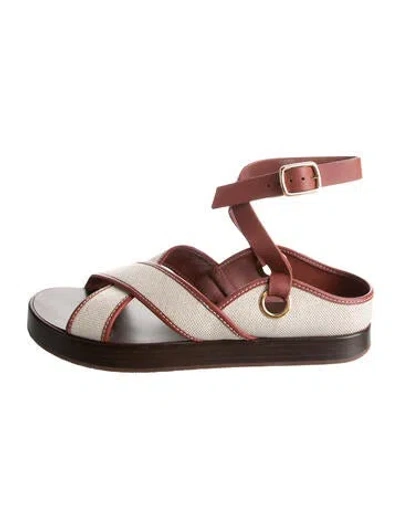 Pre-owned Loro Piana Leo Canvas Gladiator Sandals In Multi