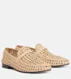 Loro Piana Leon Woven Leather Loafers In Beige