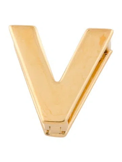 Pre-owned Loro Piana Letter V Shoe Charm  W/tags In Gold