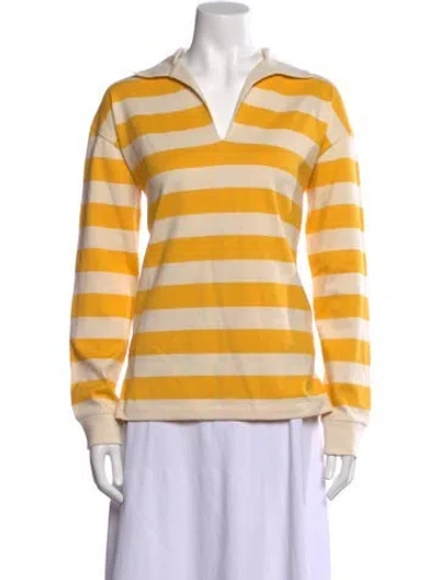 Pre-owned Loro Piana Levanto Striped Polo In Yellow