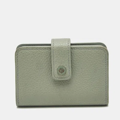 Pre-owned Loro Piana Light Green Leather Flap Card Case