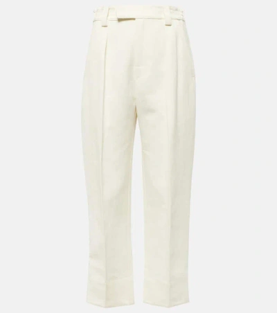 Loro Piana Linen And Cotton Straight Trousers In White