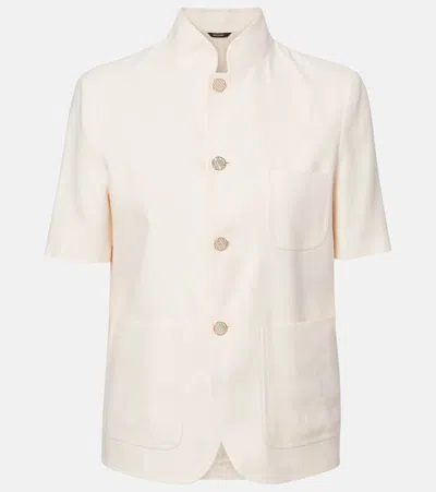 Loro Piana Linen And Wool Shirt In White