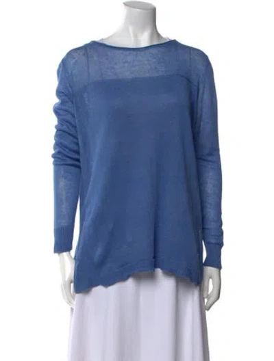 Pre-owned Loro Piana Linen Bateau Neckline Sweater In Blue